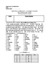 Đề kiểm tra 15 phút số 4 môn Tiếng Anh Lớp 6 - Năm học 2018-2019 - Trường THCS Hùng Cường (Có đáp án)